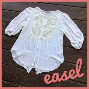 EASEL Lace Trim Blouse